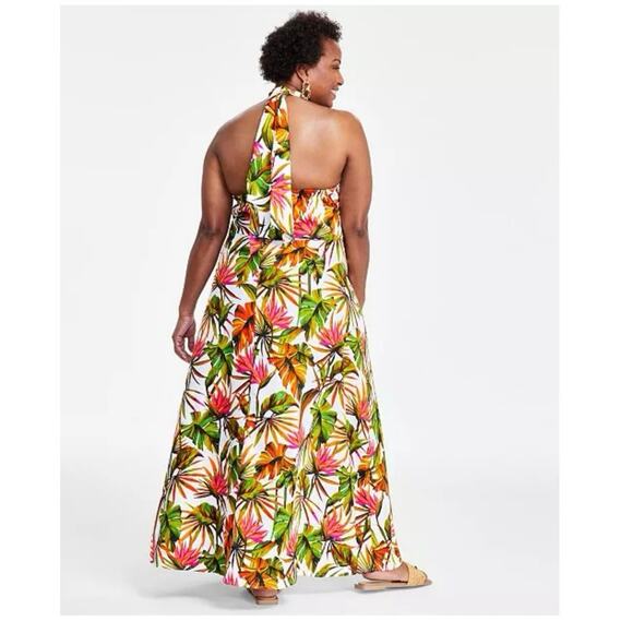 INC Tropical Print Halter Top Maxi Dress Size 1X - Picture 3 of 10